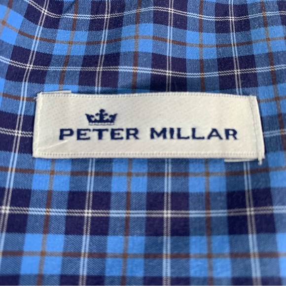 Peter Millar Long Sleeve Button Down Blue Plaid Large - Picture 3 of 5
